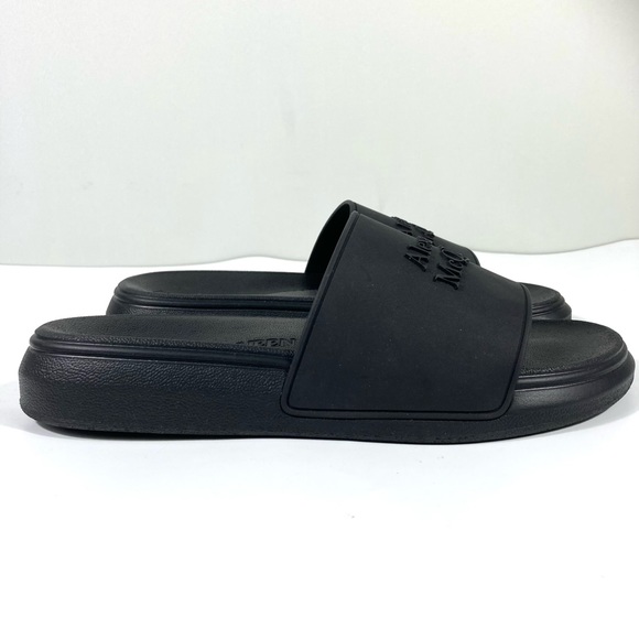 *SOLD* Alexander McQueen Hybrid Slides Logo Embossed Black Sandals 40 NEW - Picture 7 of 16